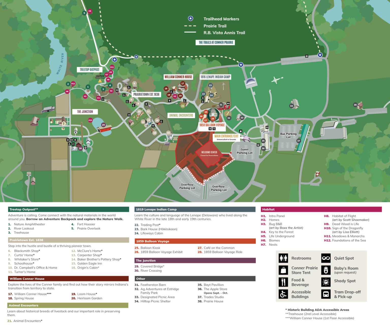 Map of Conner Prairie's Grounds for Guests