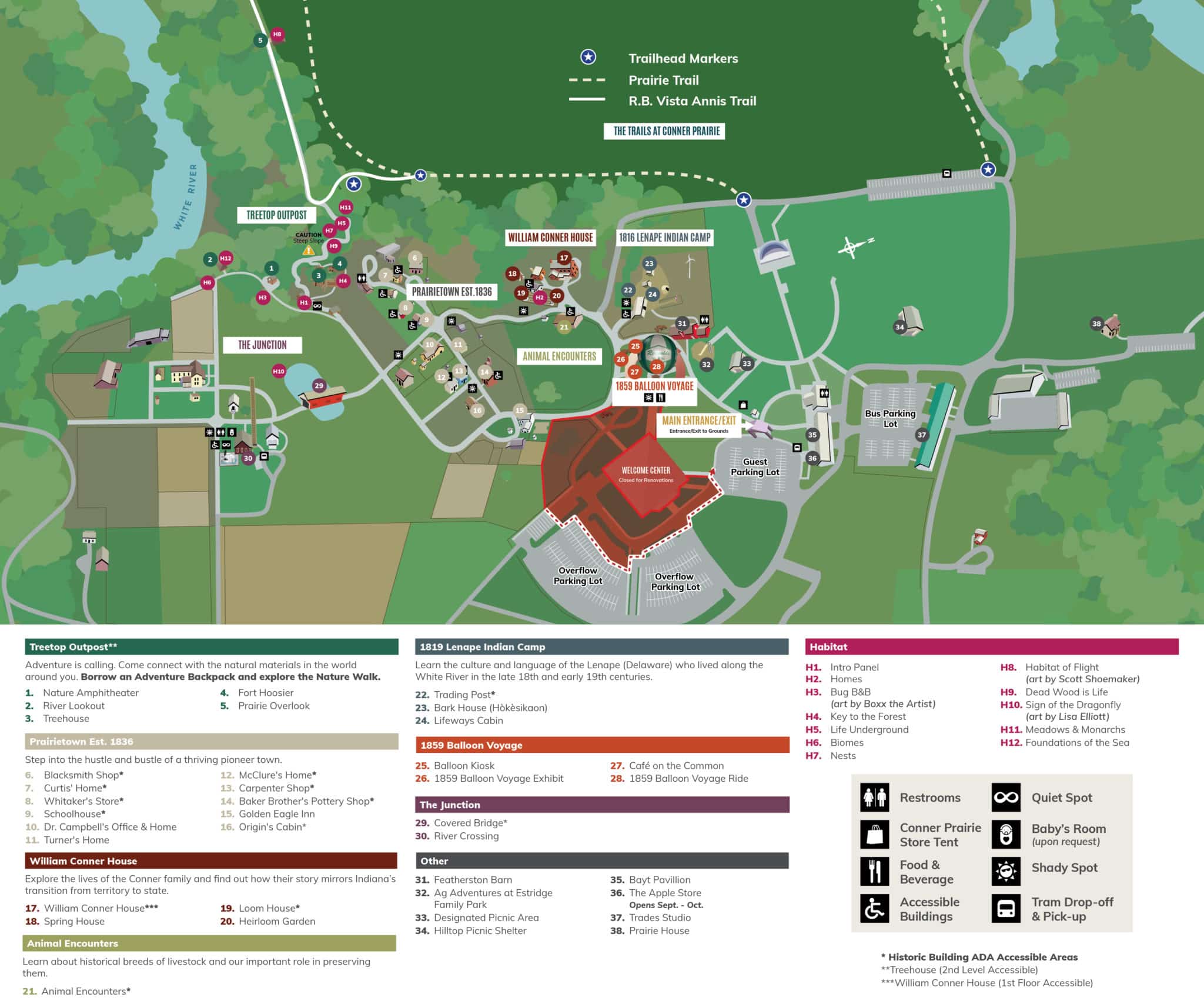 Map of Conner Prairies Grounds for Guests